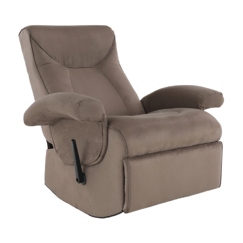 Mechanikusan állítható pihenő fotel, szürkés barna textil, SUAREZ (TK)