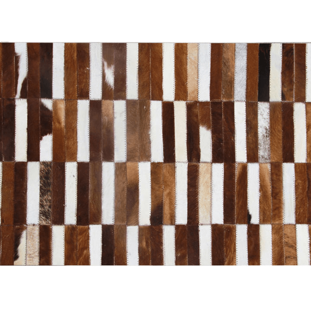 Luxus bőrszőnyeg, barna /fehér, patchwork, 201x300, bőr TIP 5 (TK)