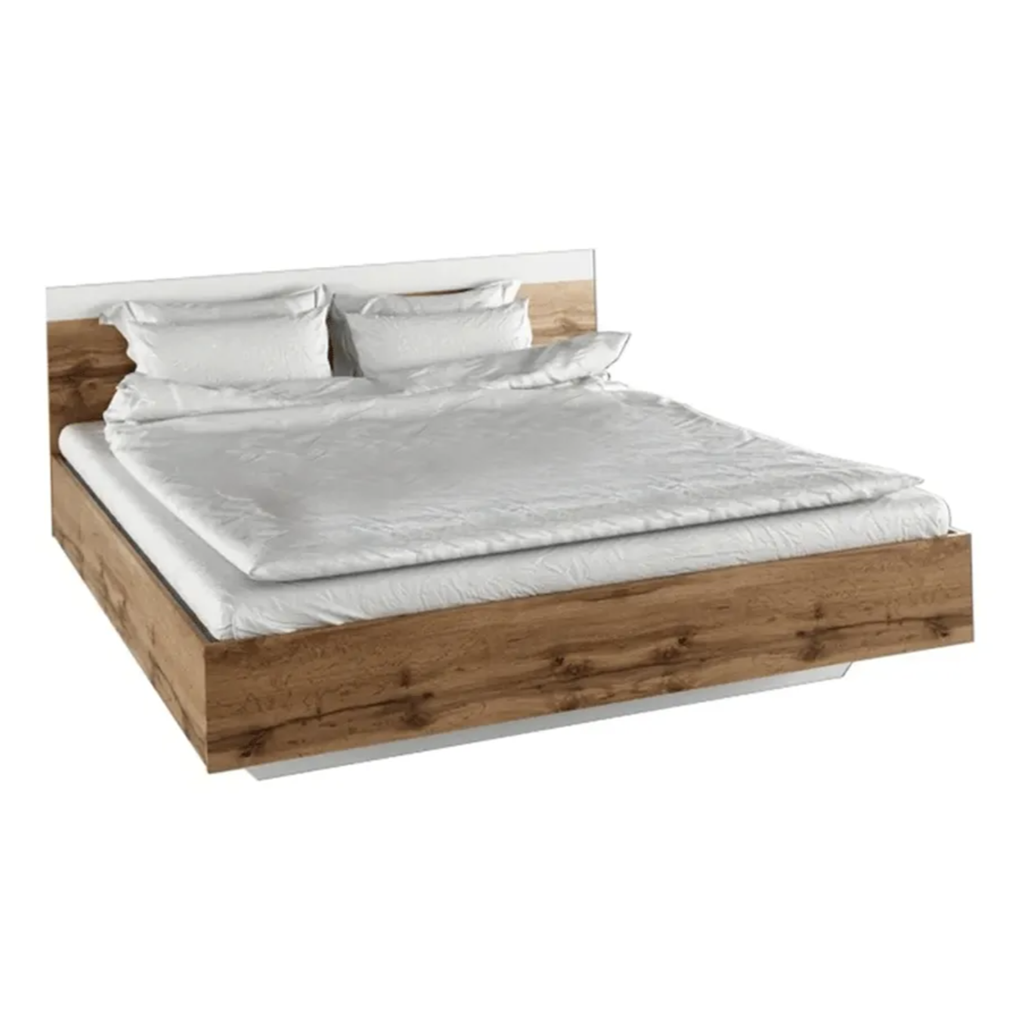 Dupla ágy, 160x200, tölgy wotan/fehér, GABRIELA (TK)