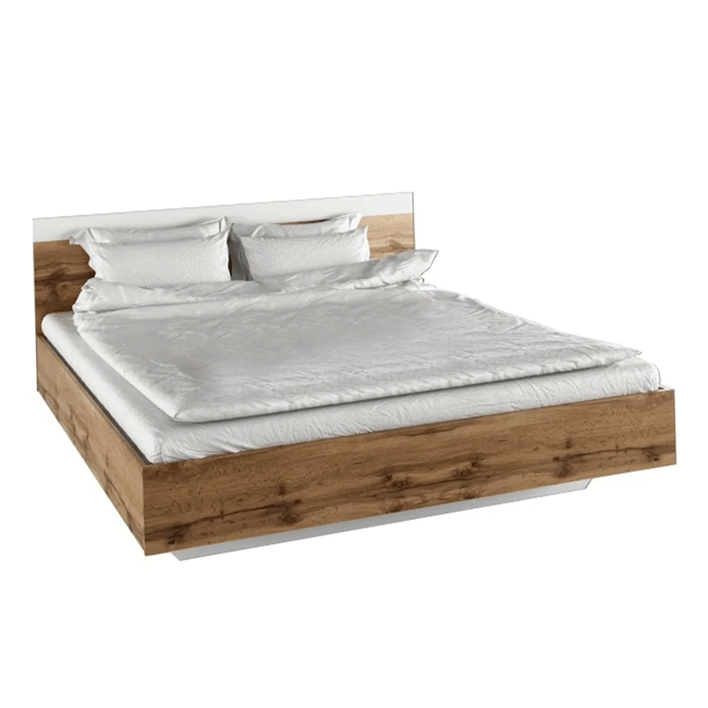 Dupla ágy, 180x200, tölgy wotan/fehér, GABRIELA (TK)