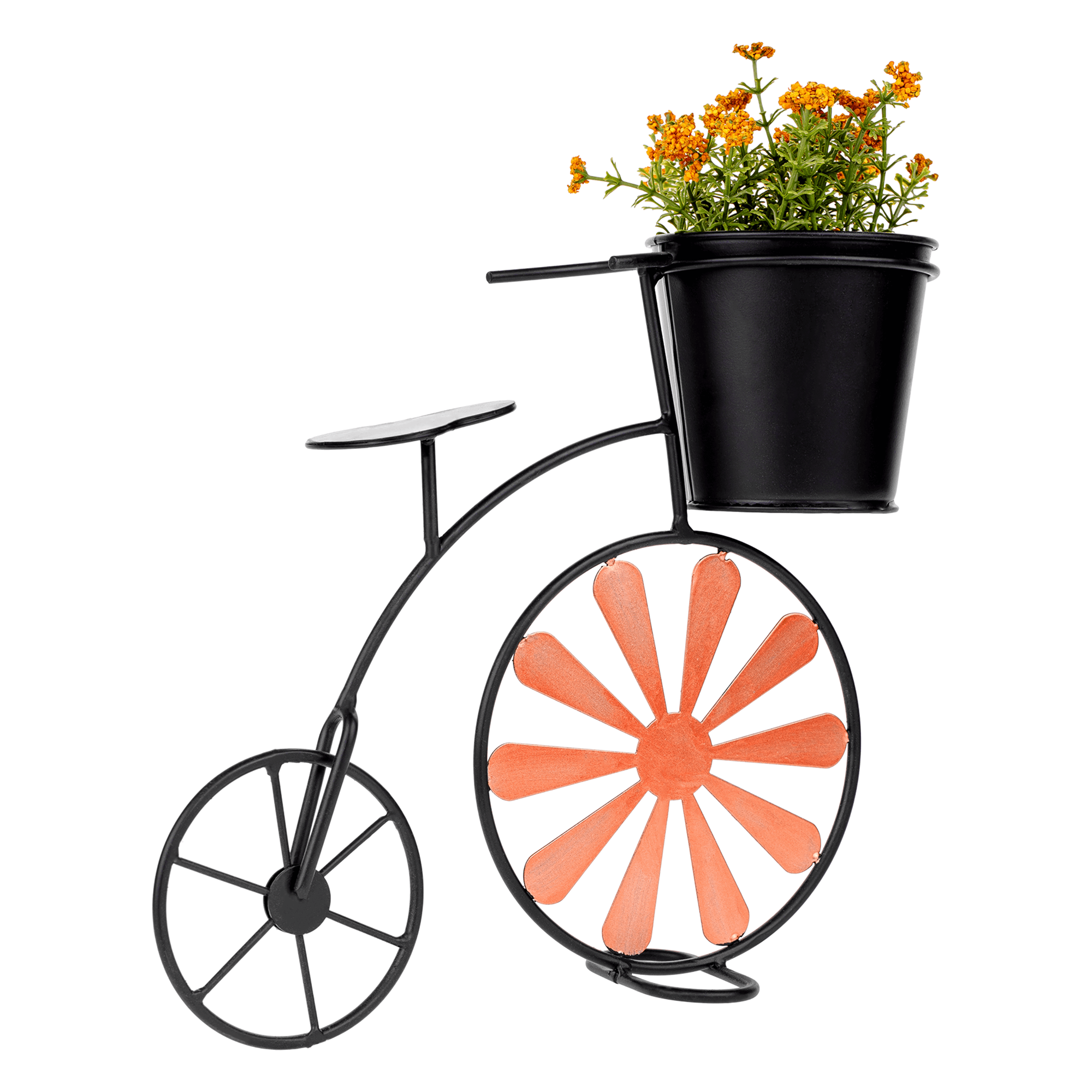 Kerékpár alakú RETRO virágcserép, bordó/fekete, SEMIL (TK)