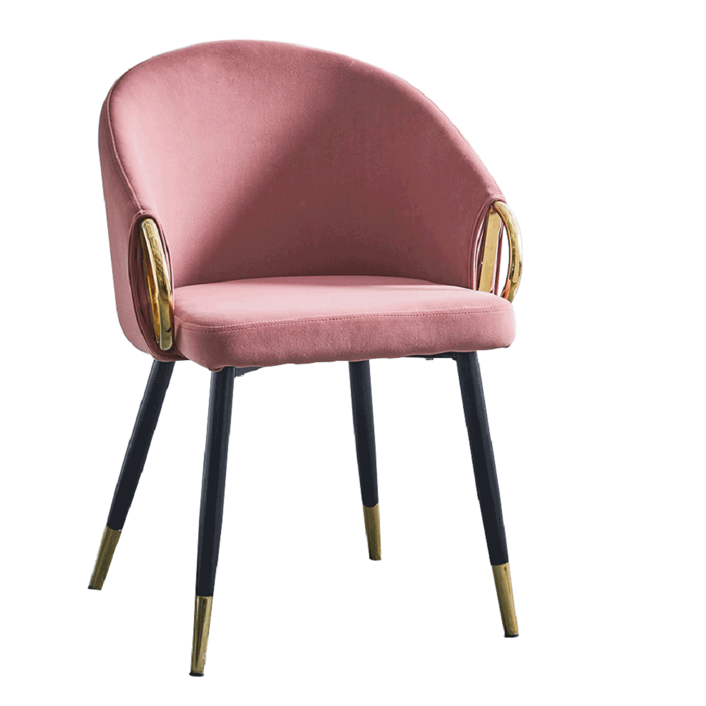 Dizájn fotel, rózsaszín velvet szövet/gold króm arany, DONKO (TK)